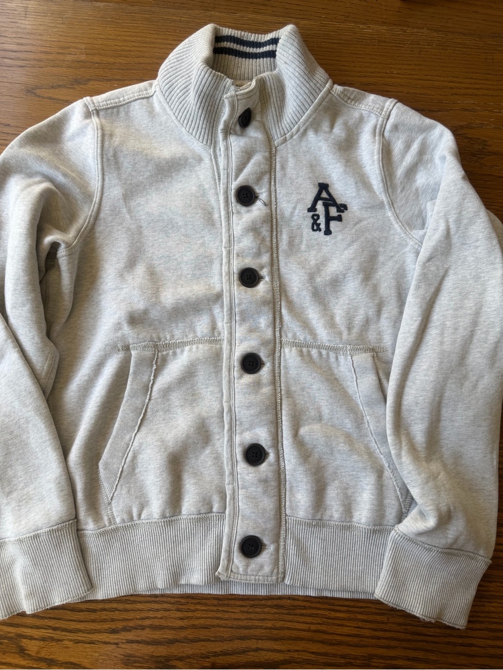 Abercrombie & Fitch Light Gray Button-Front Jacket